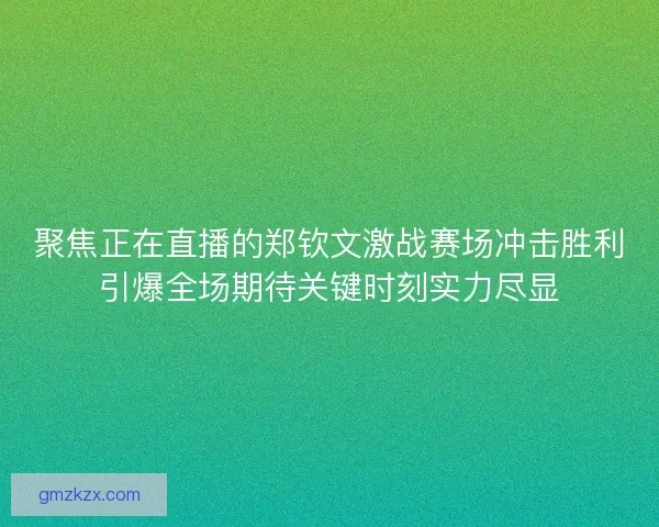 聚焦正在直播的郑钦文激战赛场冲击胜利引爆全场期待关键时刻实力尽显