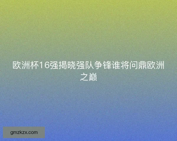 欧洲杯16强揭晓强队争锋谁将问鼎欧洲之巅