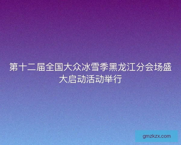 第十二届全国大众冰雪季黑龙江分会场盛大启动活动举行