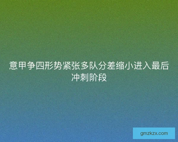 意甲争四形势紧张多队分差缩小进入最后冲刺阶段 意甲争四形势紧张多队分差缩小进入最后冲刺阶段