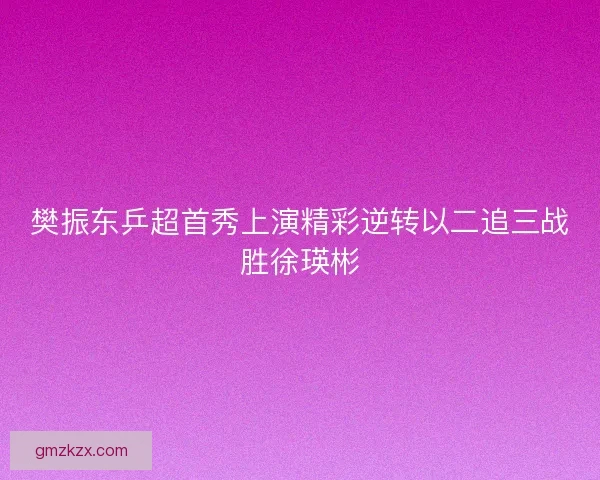 樊振东乒超首秀上演精彩逆转以二追三战胜徐瑛彬 樊振东乒超首秀上演精彩逆转以二追三战胜徐瑛彬